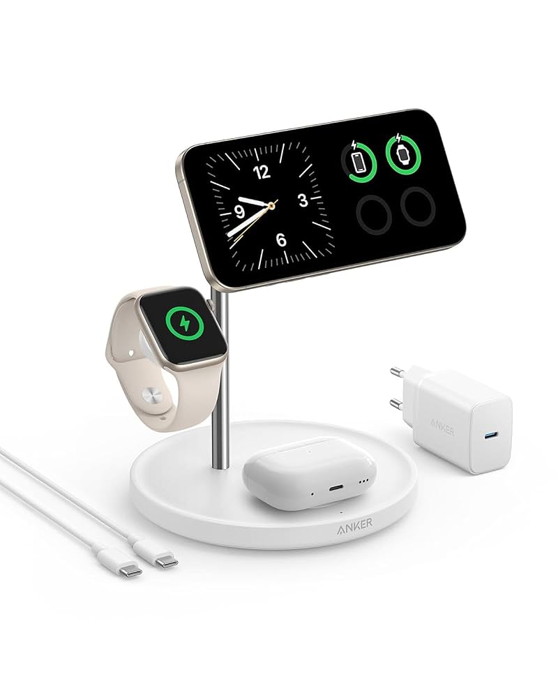 Anker MagGo 3-in-1 Wireless Charging Station, 15W Wireless